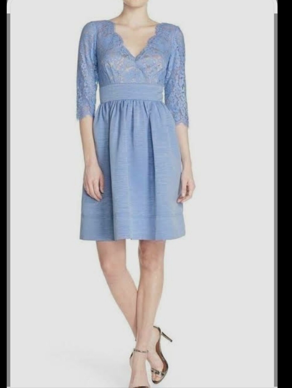 NWT Eliza J Light Blue Lace V-Neck Fit & Flare Dress Sz 4